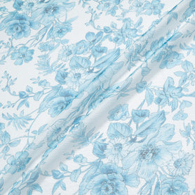 Turquoise Blue Floral Printed Metallic Silk Blend Georgette