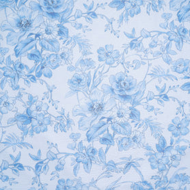 Blue Floral Printed Metallic Silk Blend Georgette