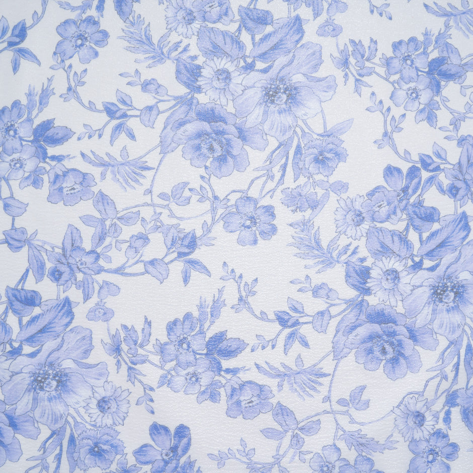 Ink Blue Floral Printed Metallic Silk Blend Georgette