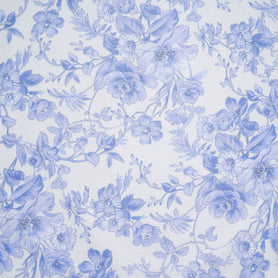 Ink Blue Floral Printed Metallic Silk Blend Georgette