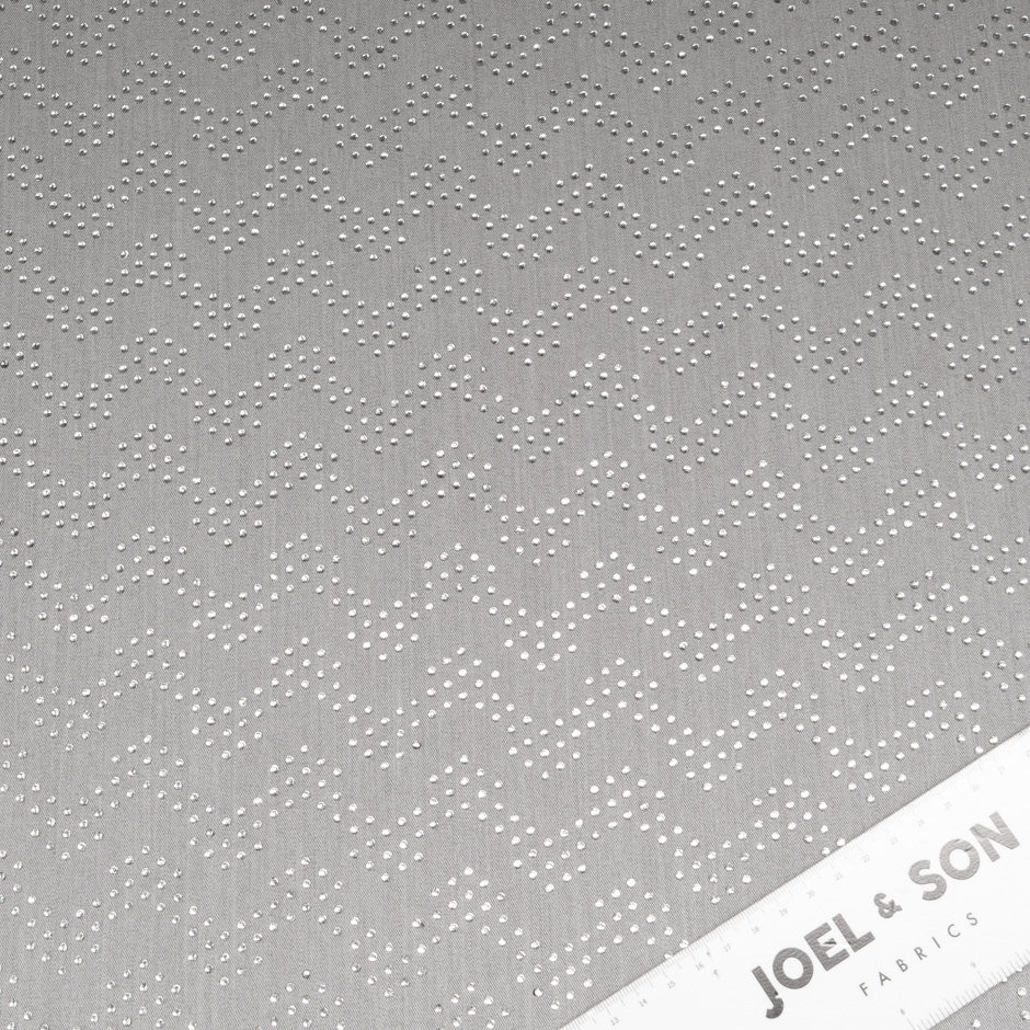 Chevron Stoned Soft Grey Cotton Stretch Chambray