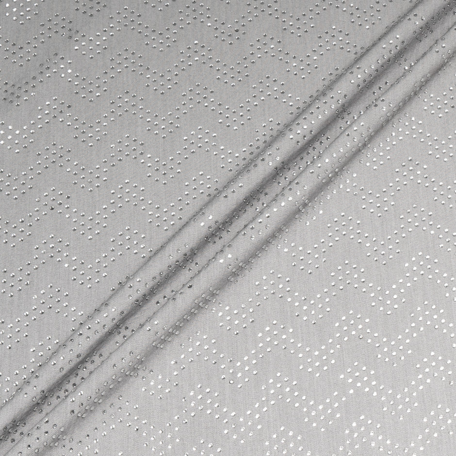 Chevron Stoned Soft Grey Cotton Stretch Chambray