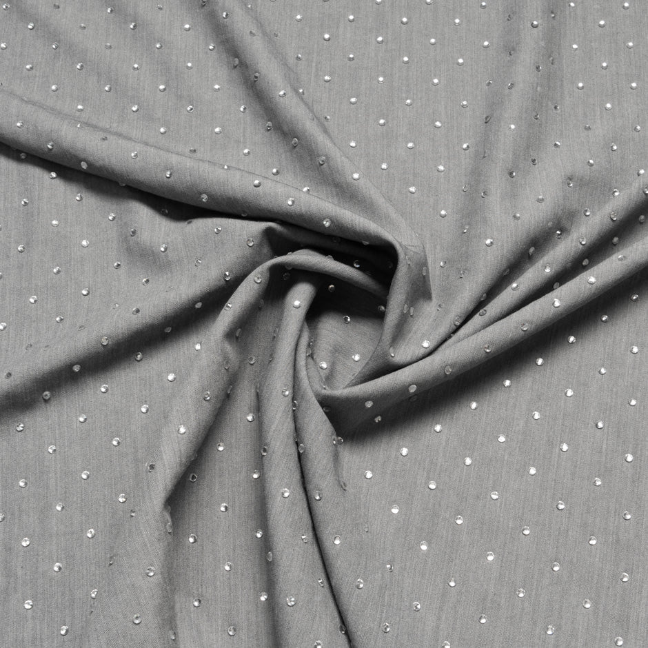 Clear Stoned Soft Grey Cotton Stretch Chambray