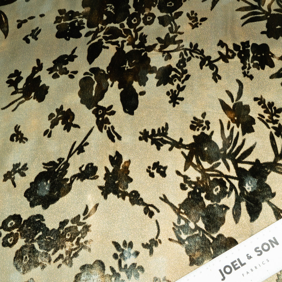 Multi Floral Printed Velvet Devoré Lamé