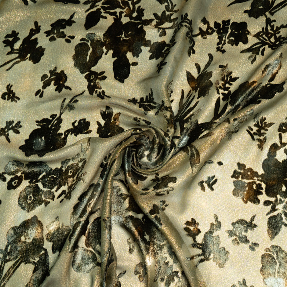 Multi Floral Printed Velvet Devoré Lamé