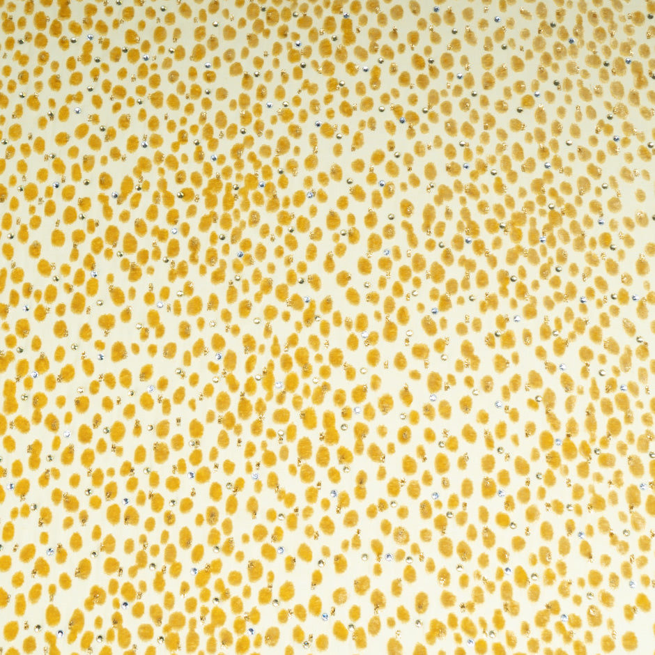 Deep Yellow Spot & Stoned Devoré Silk