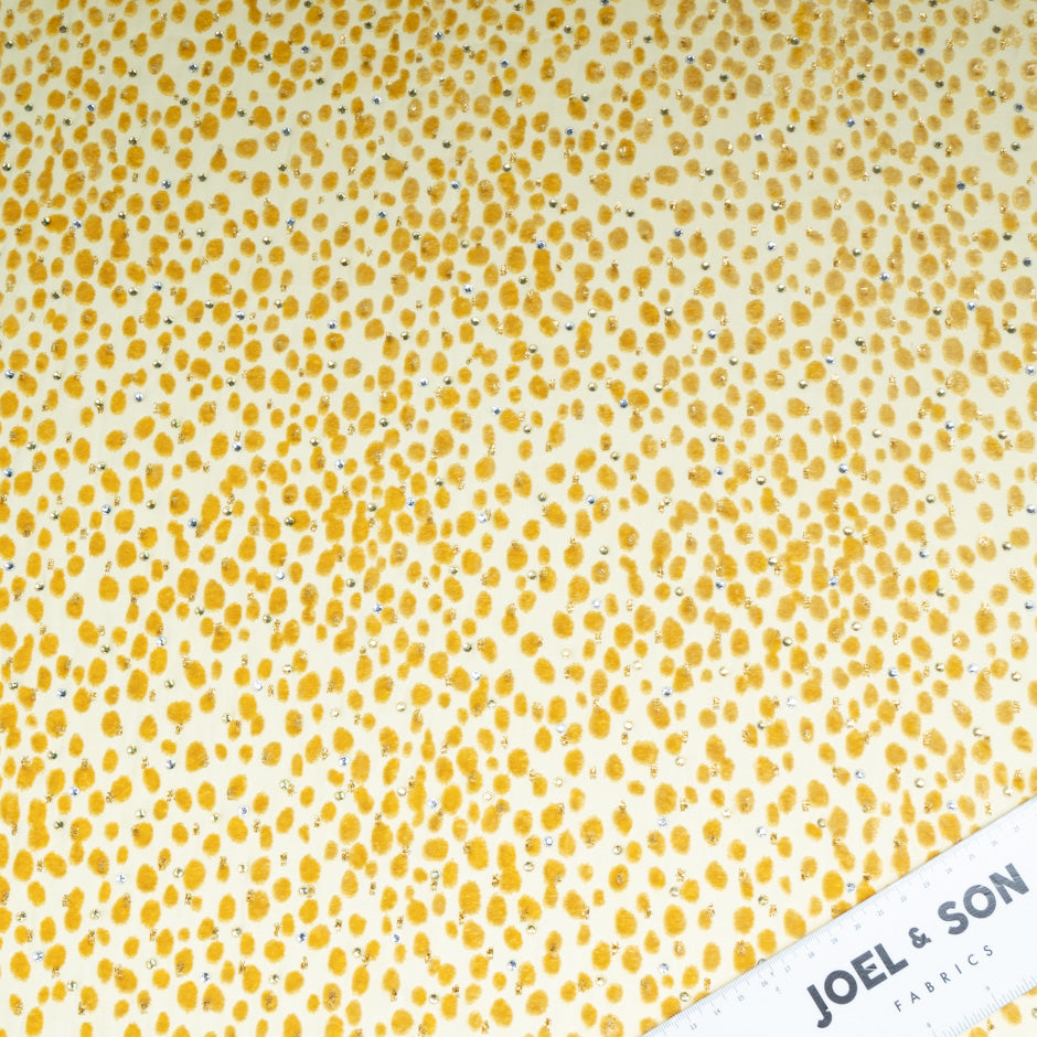 Deep Yellow Spot & Stoned Devoré Silk