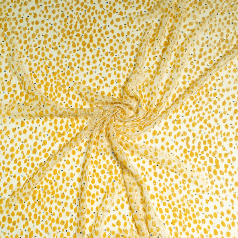 Deep Yellow Spot & Stoned Devoré Silk