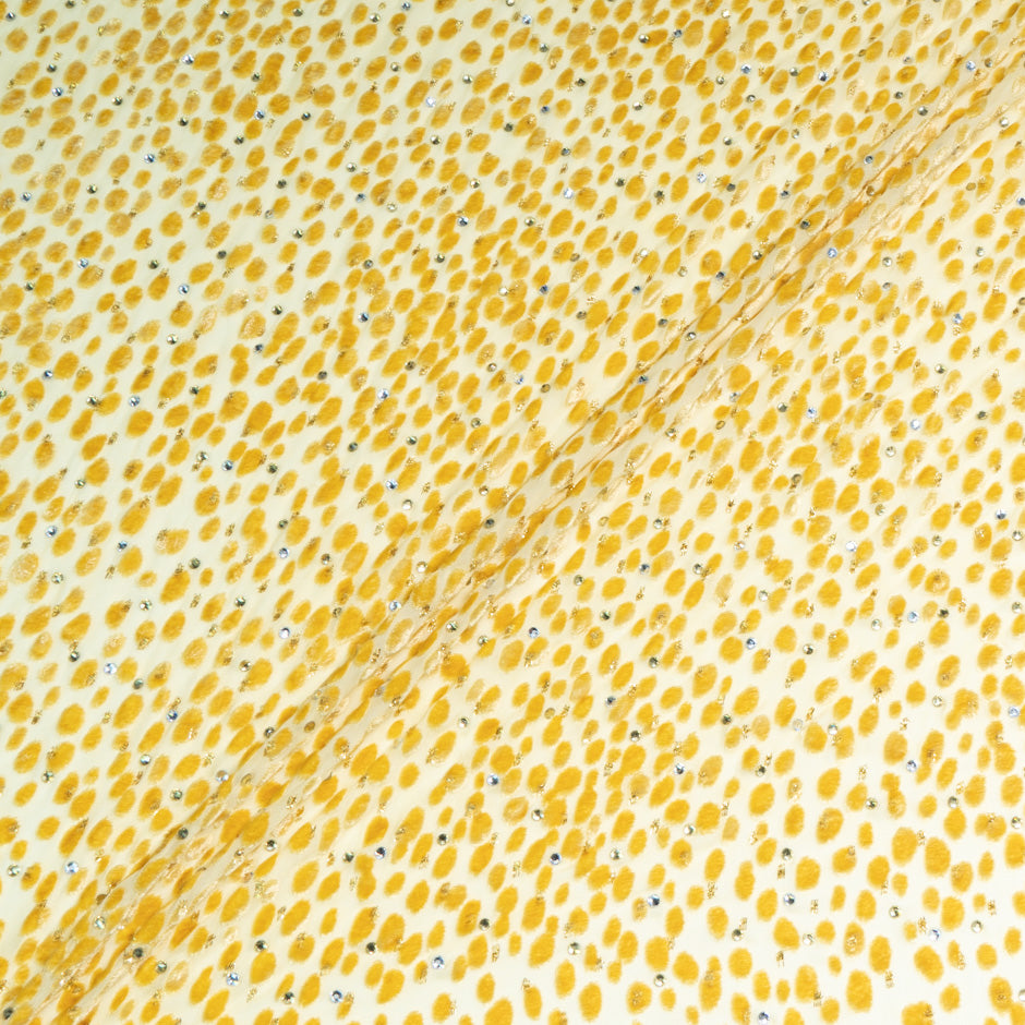 Deep Yellow Spot & Stoned Devoré Silk