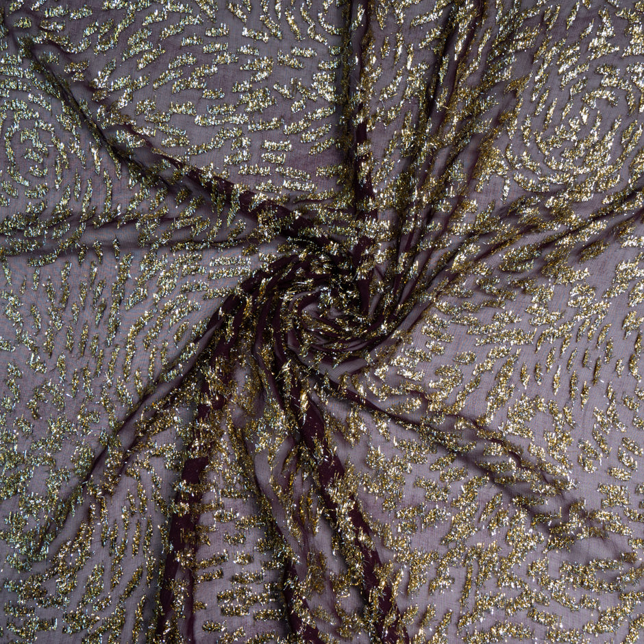 Bordeaux Metallic Chiffon