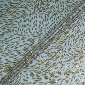 Sky Blue Metallic Chiffon