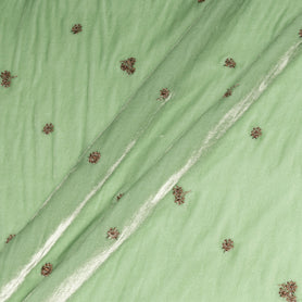Mint Green Floral Embroidered Velvet