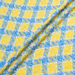Rich Blue & Yellow Checkered Sequin Bouclé