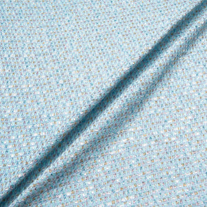 Sky Blue & Gold Metallic Woven Bouclé