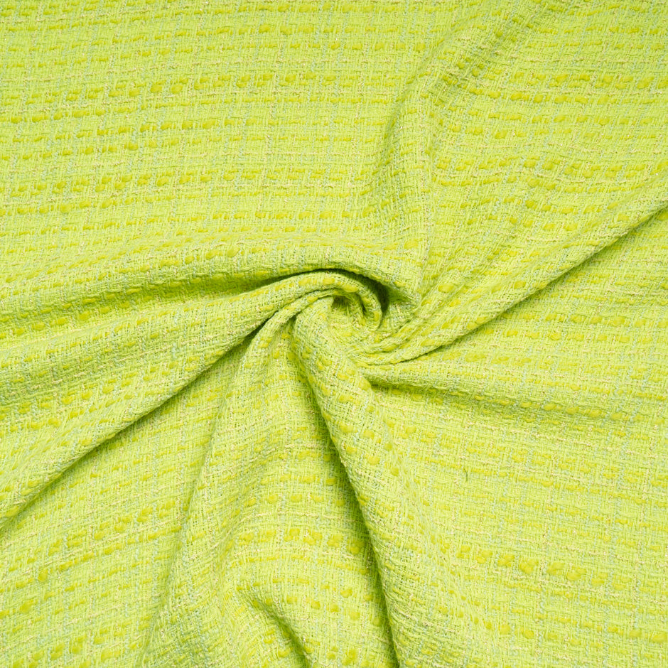 Fluorescent Green Cotton Blend Bouclé
