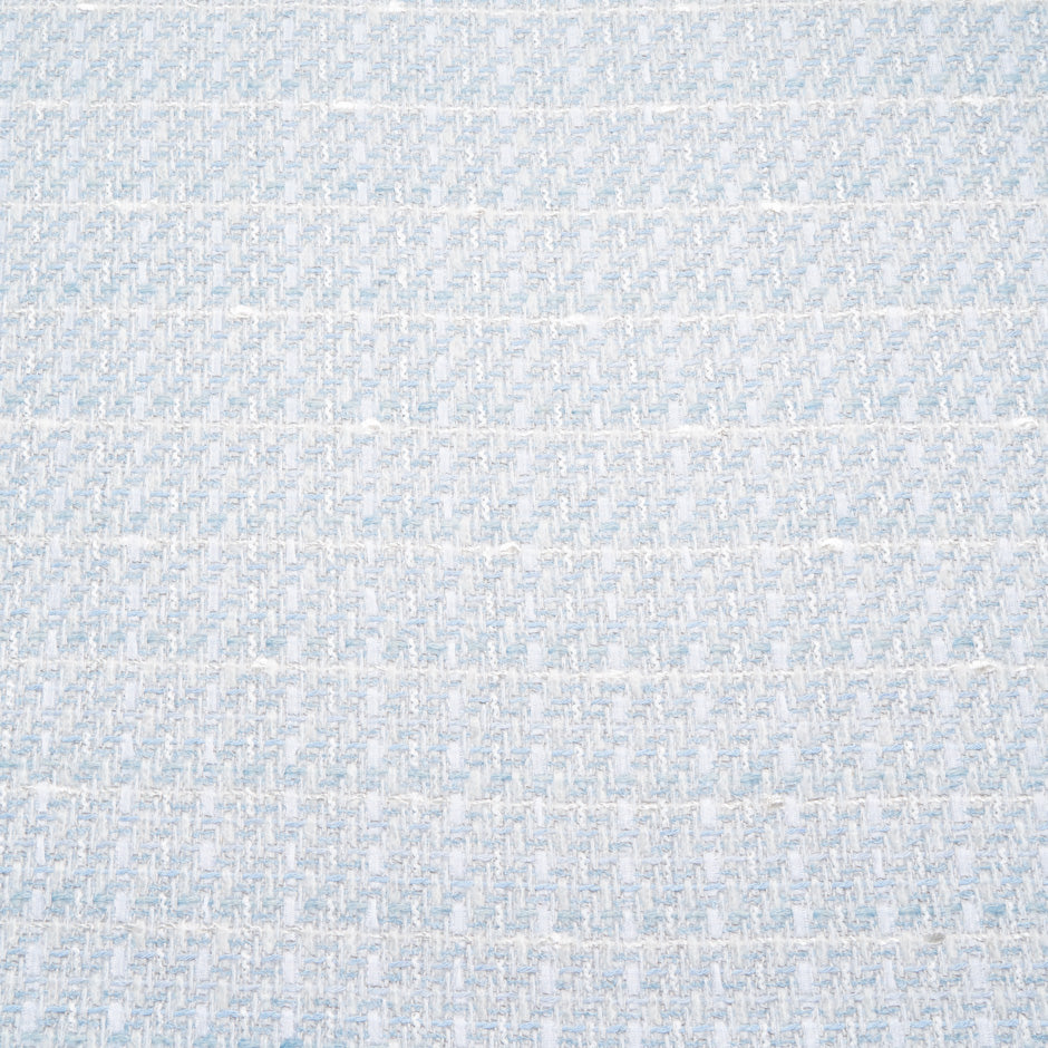 Blue & White Woven Cotton Blend Bouclé