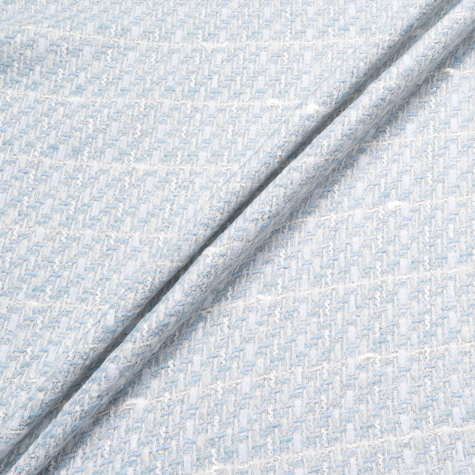 Blue & White Woven Cotton Blend Bouclé