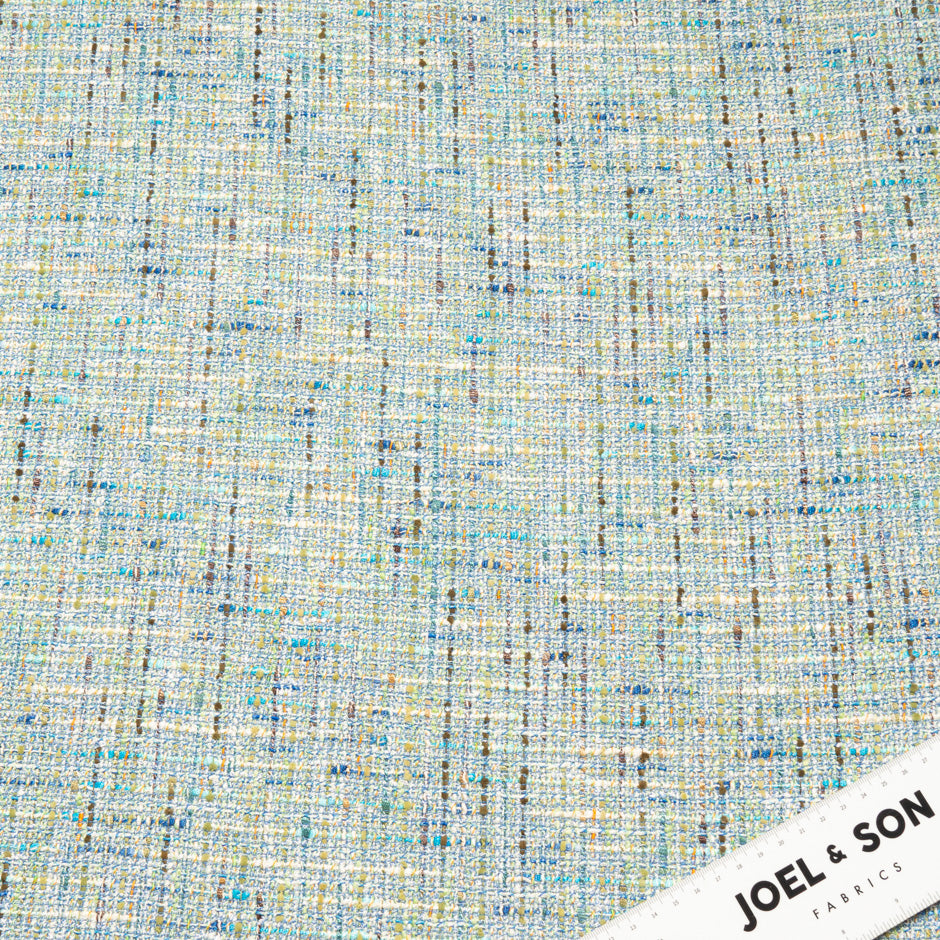 Blue & Multi-Coloured Cotton Blend Bouclé