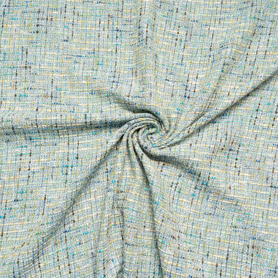 Blue & Multi-Coloured Cotton Blend Bouclé