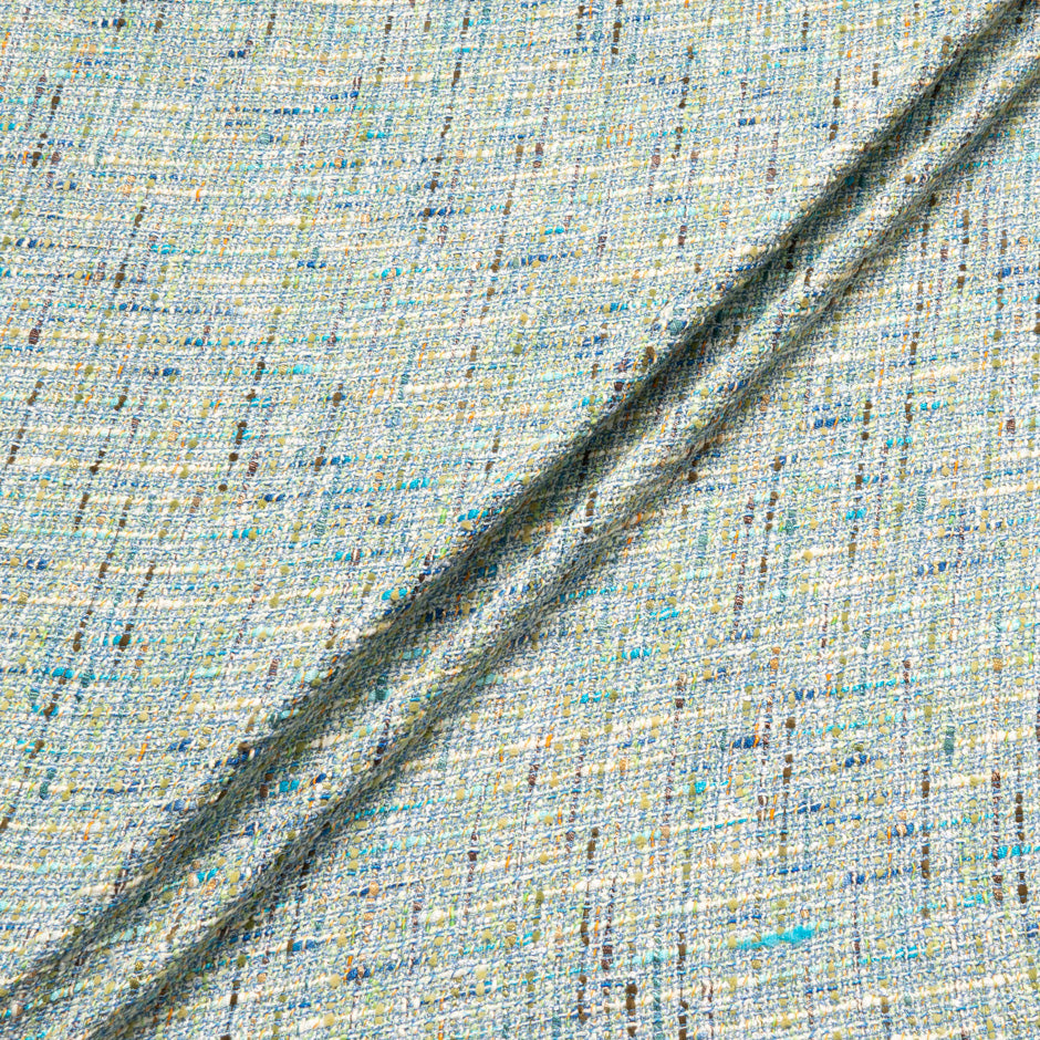 Blue & Multi-Coloured Cotton Blend Bouclé