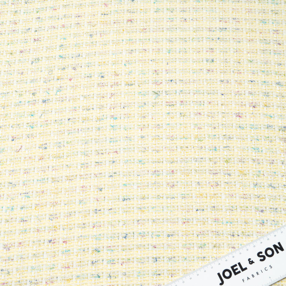 Multi Threaded Yellow Cotton Blend Bouclé