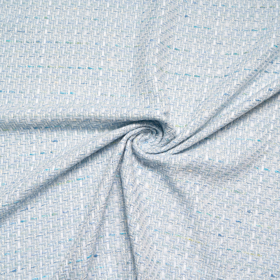 Baby Blue & White Woven Bouclé