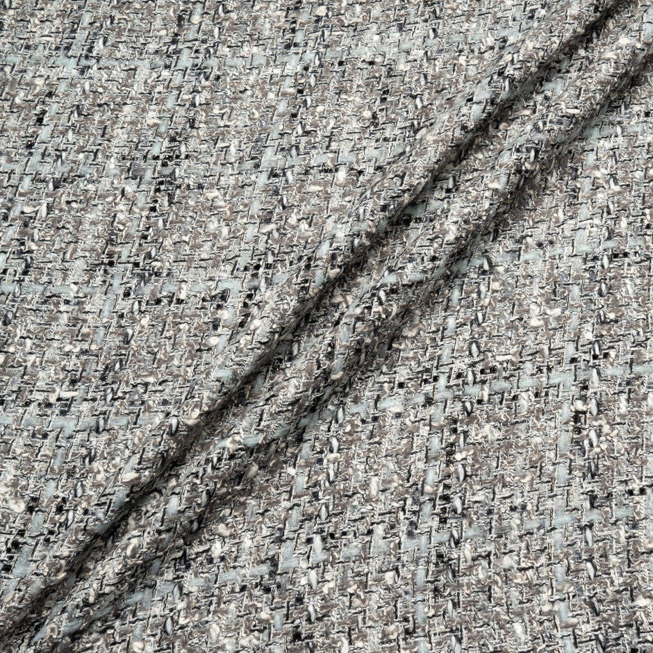 Grey Cotton Blend Woven Bouclé