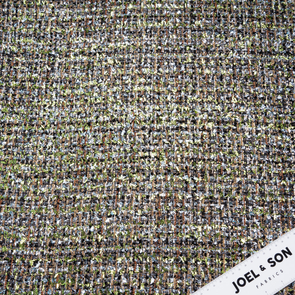 Brown & Black Mixed Fibre Metallic Bouclé