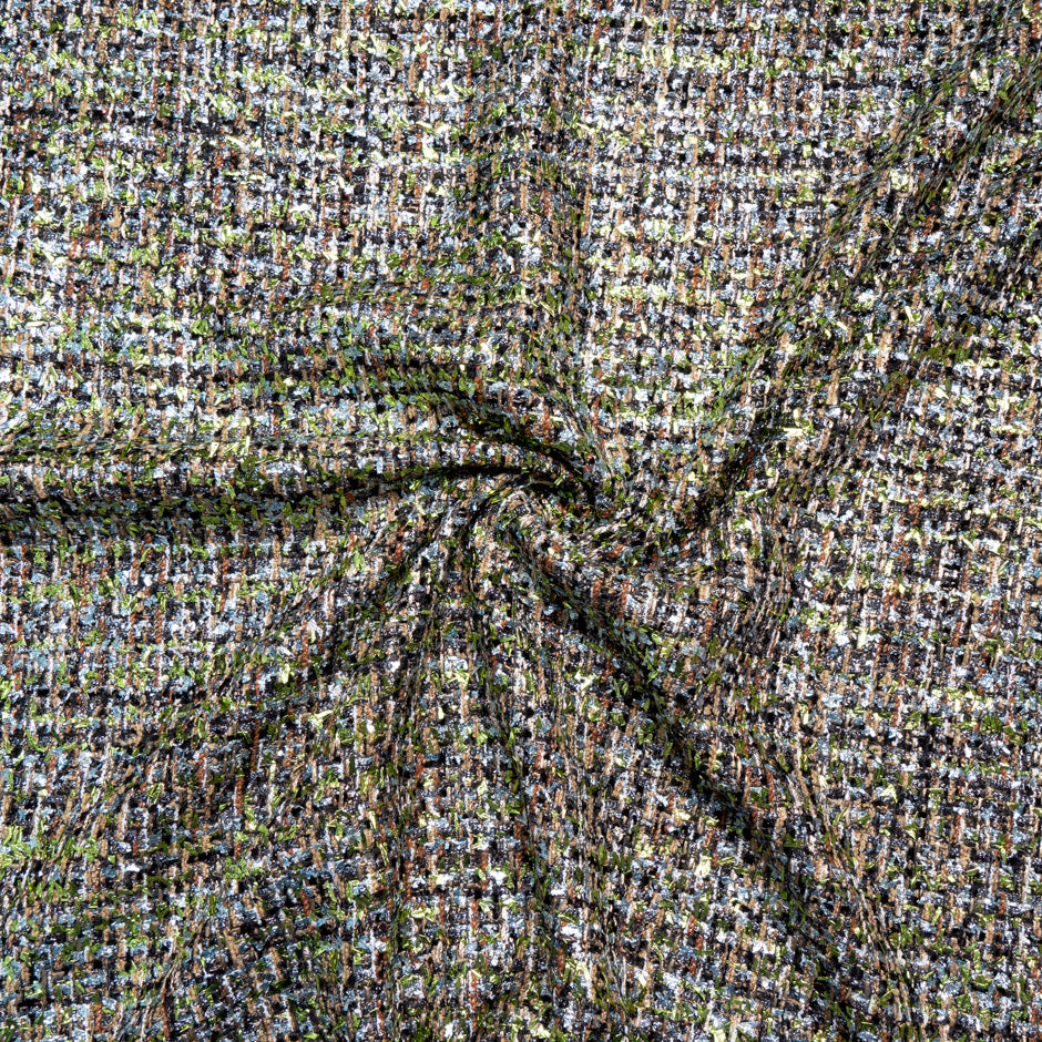 Brown & Black Mixed Fibre Metallic Bouclé