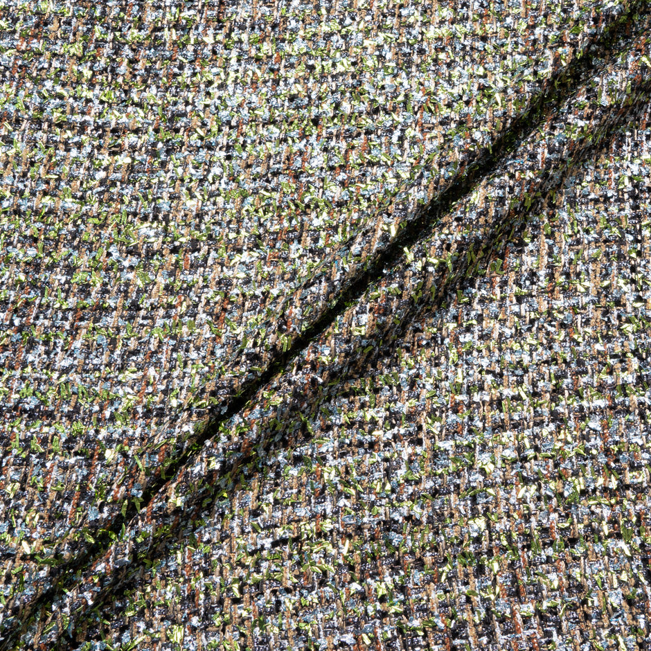 Brown & Black Mixed Fibre Metallic Bouclé