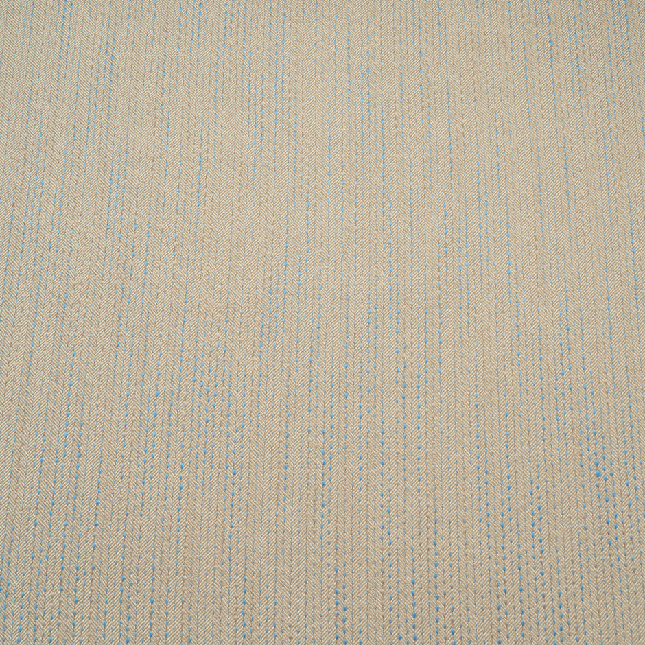 Blue Speckled Beige Herringbone Wool