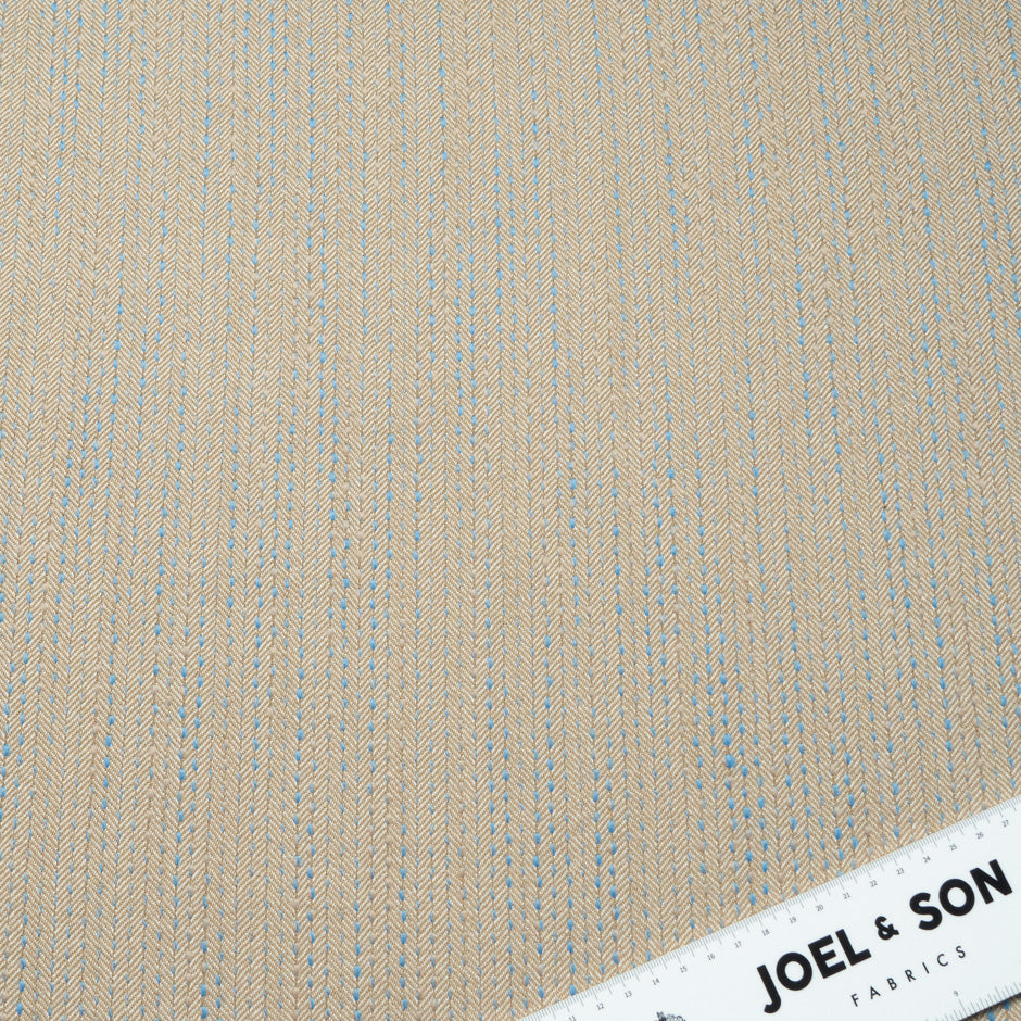 Blue Speckled Beige Herringbone Wool