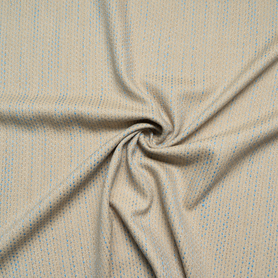 Blue Speckled Beige Herringbone Wool