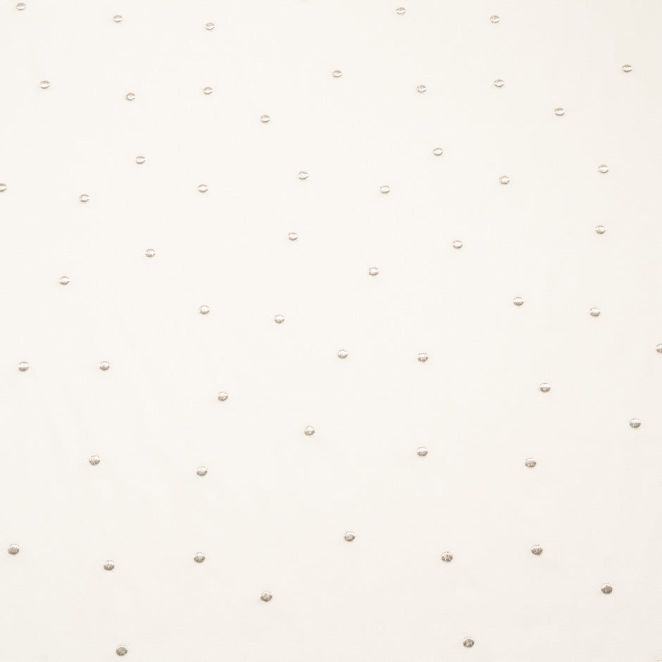 Silver Spot Embroidered Ivory Wool Blend Crêpe