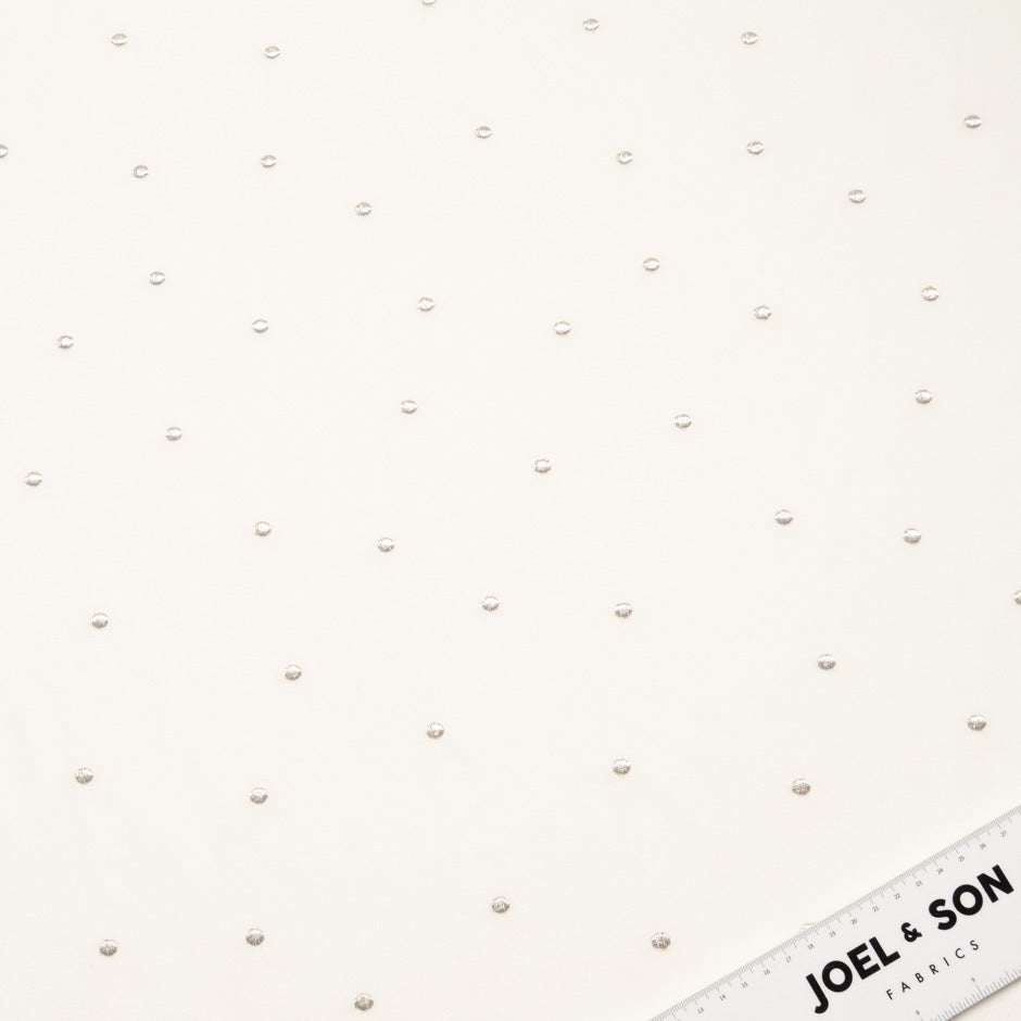 Silver Spot Embroidered Ivory Wool Blend Crêpe