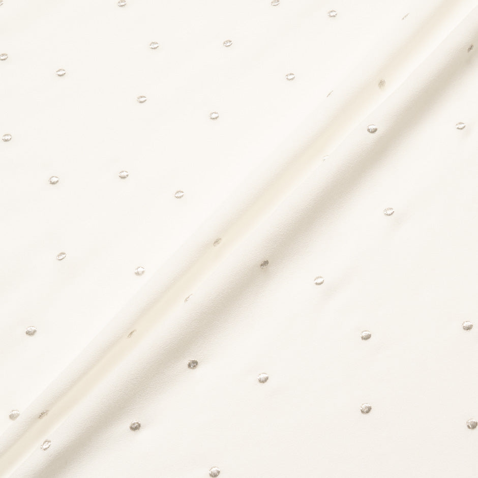 Silver Spot Embroidered Ivory Wool Blend Crêpe