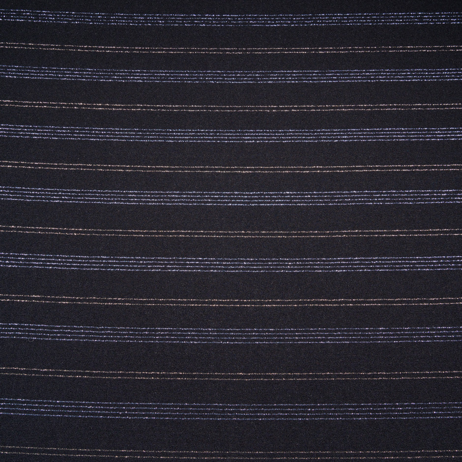 Midnight Blue Metallic Striped Wool Crêpe