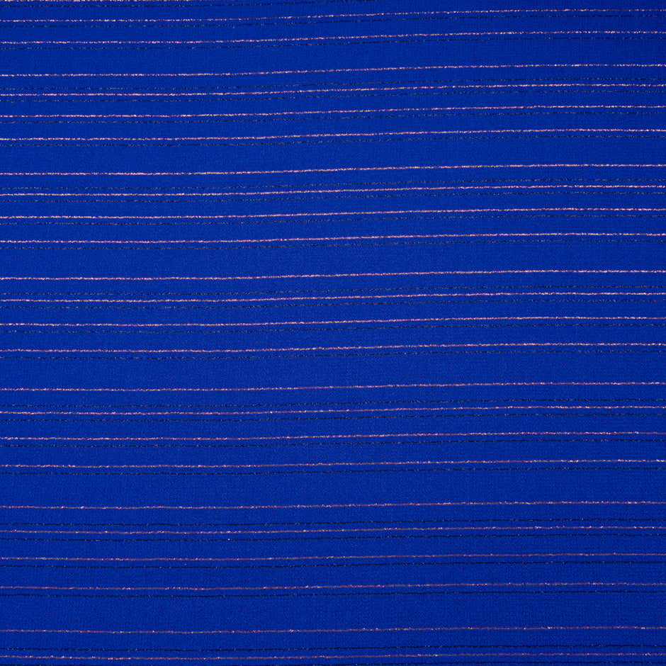 Metallic Striped Electric Blue Wool Crêpe