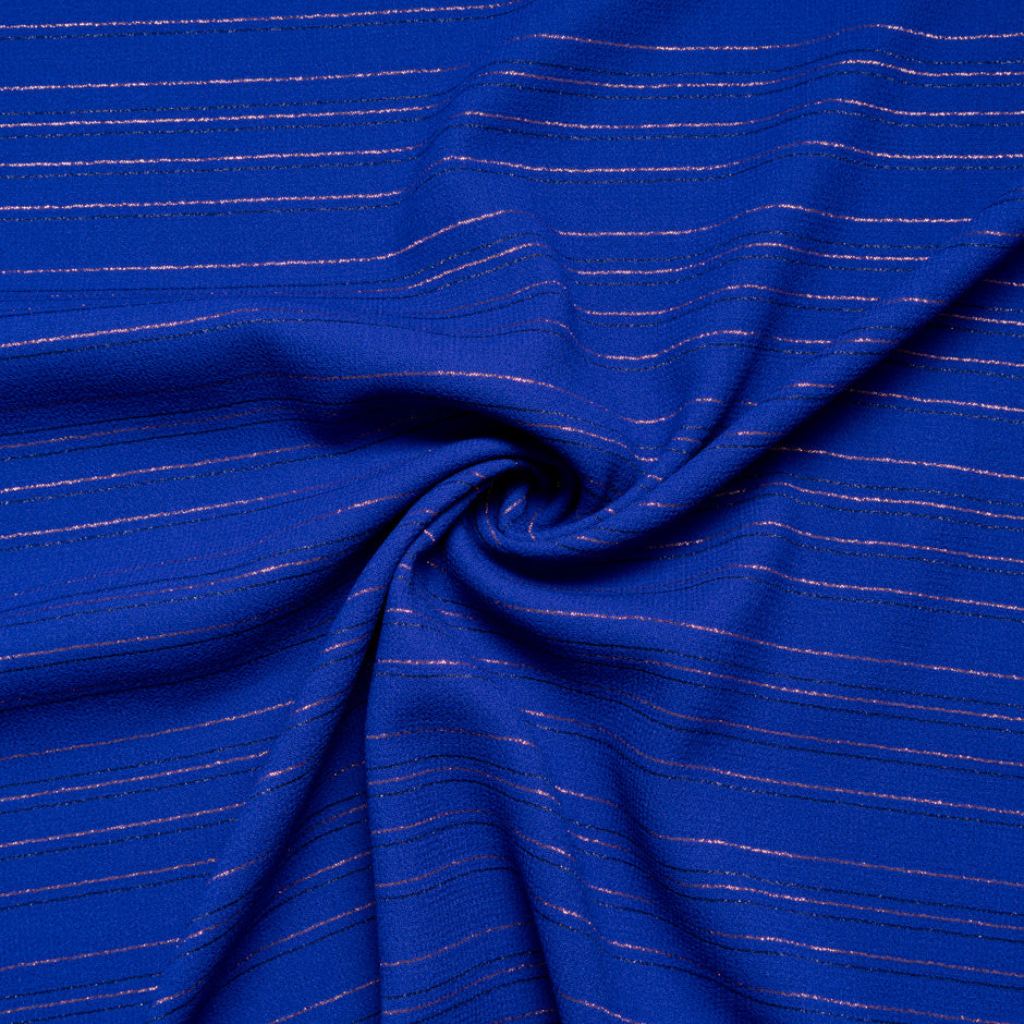 Metallic Striped Electric Blue Wool Crêpe