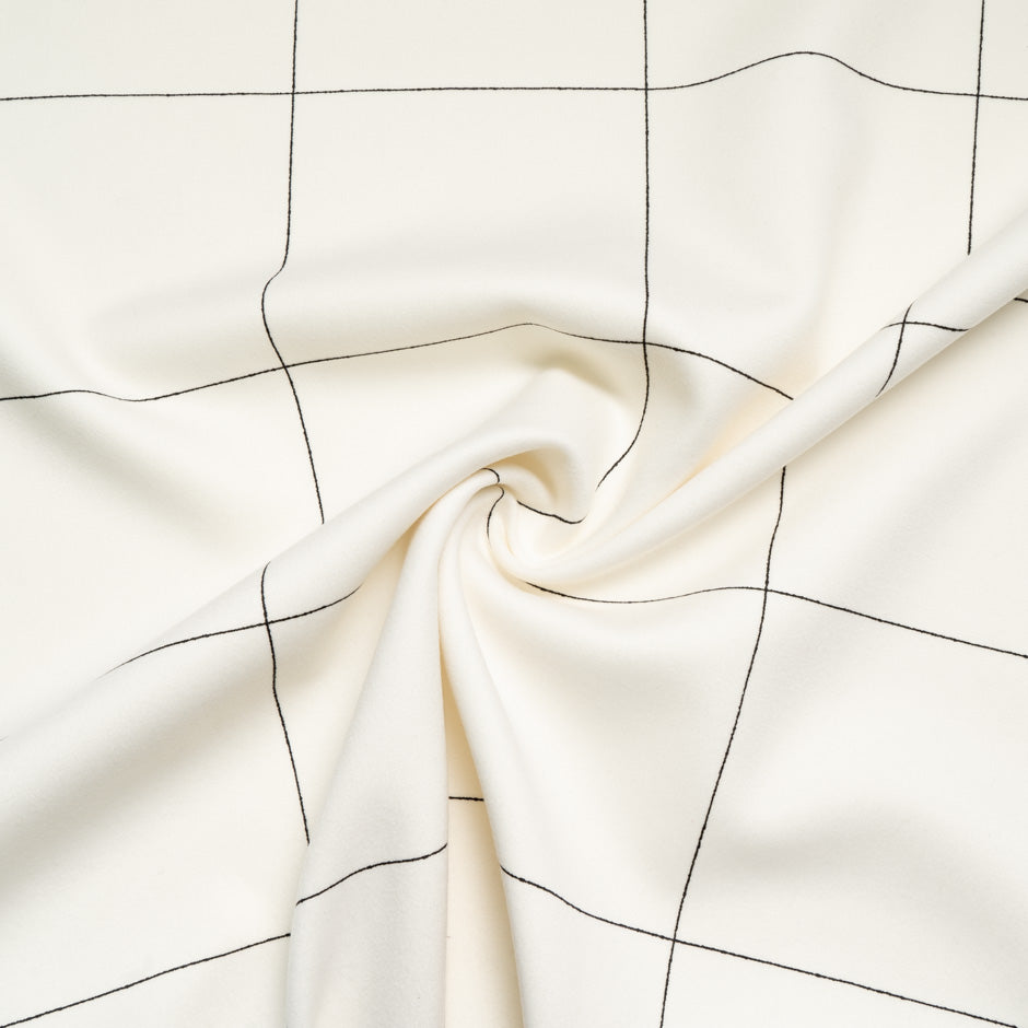 Ivory Checkered Wool & Cashmere Suiting
