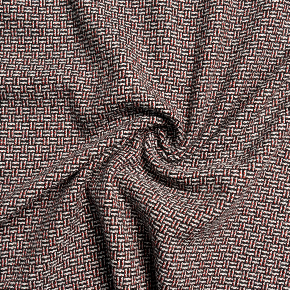 Black, Grey & Red Woven Silk & Cashmere Suiting