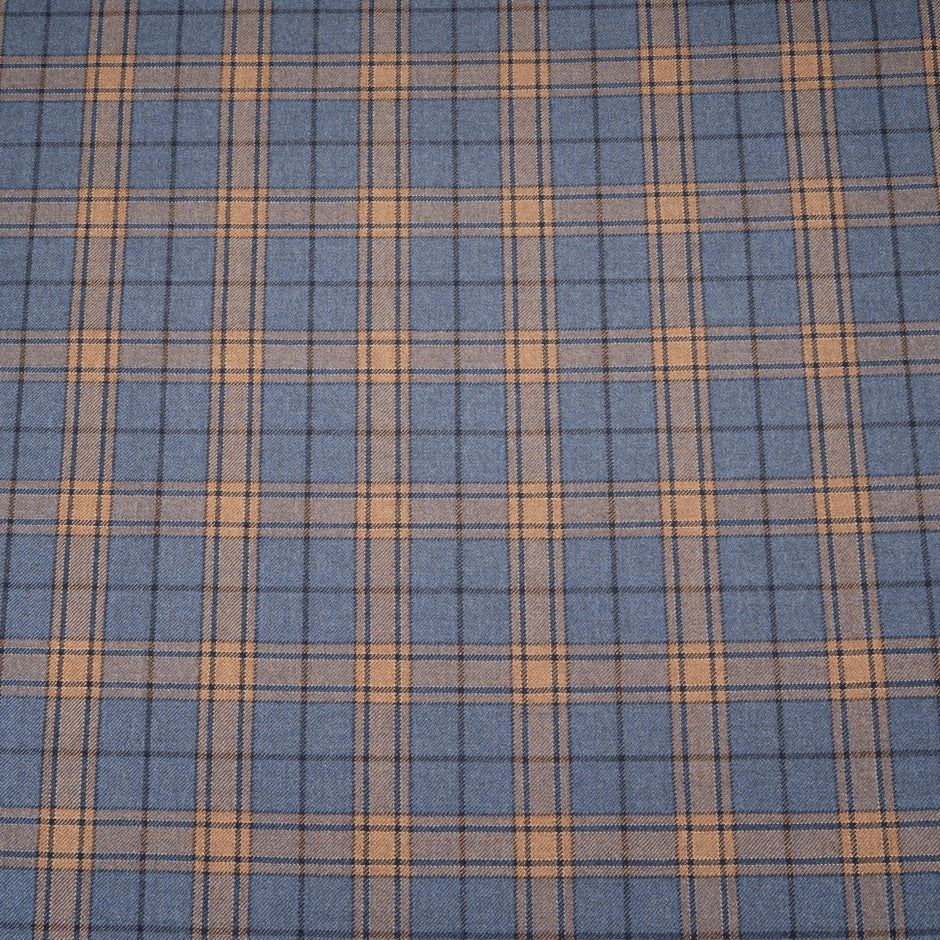 Brown & Blue Pure Wool Tartan