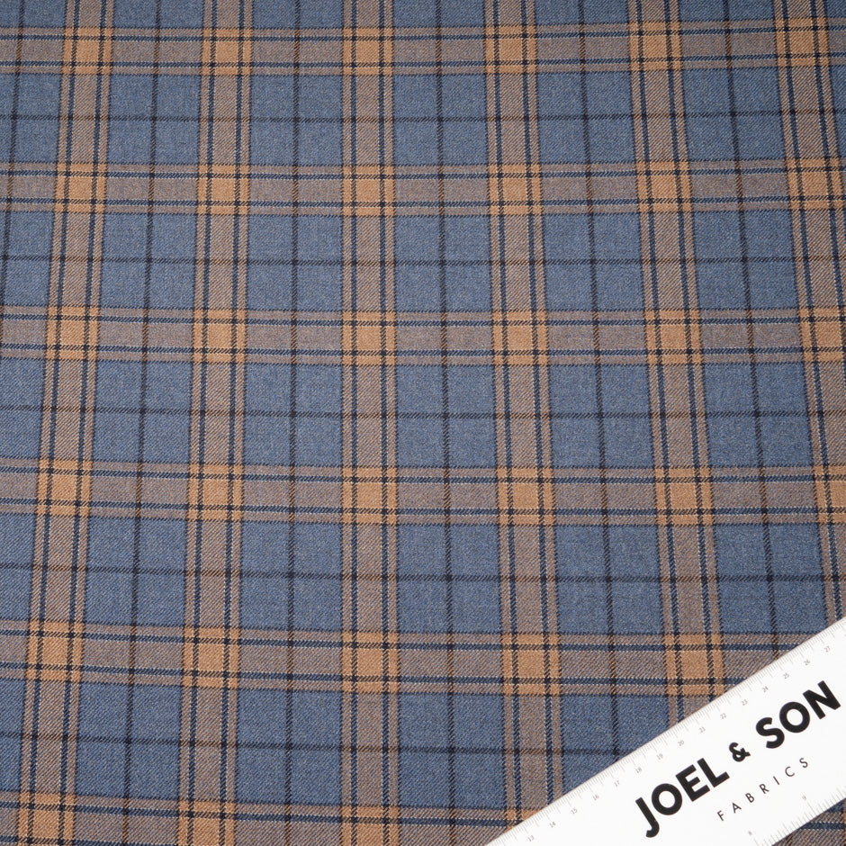 Brown & Blue Pure Wool Tartan