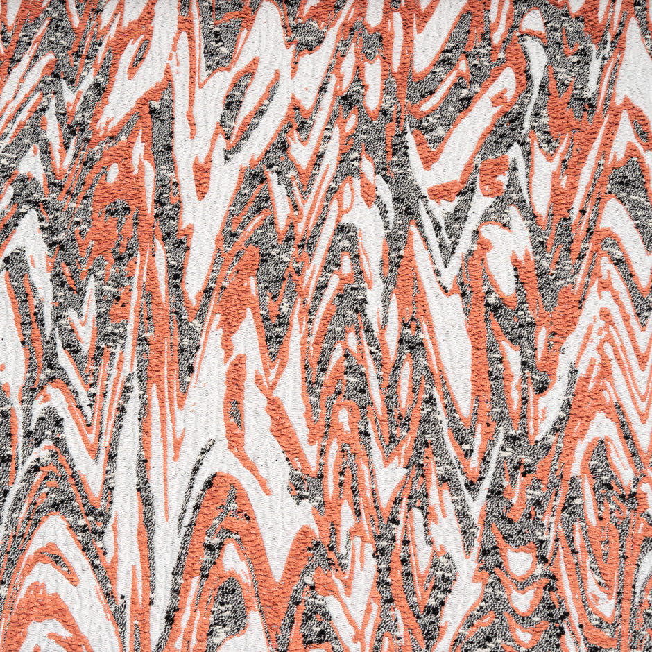 Apricot, Ivory & Grey Wool & Cotton Jacquard