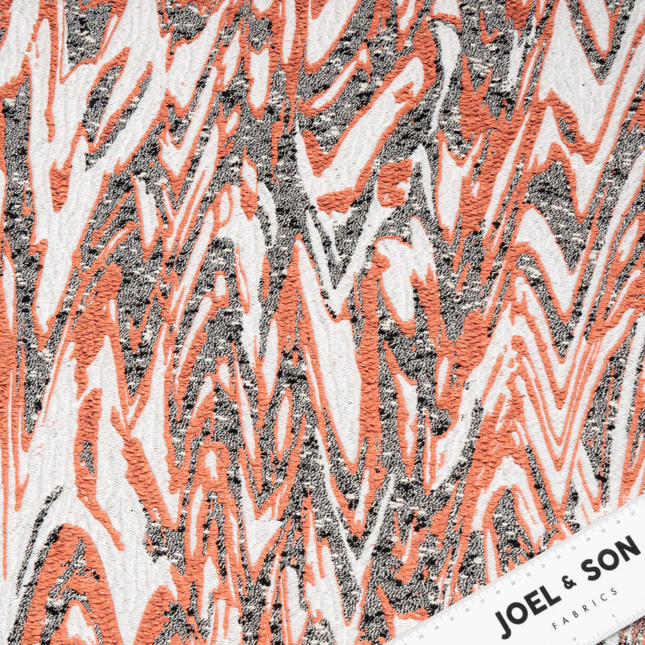 Apricot, Ivory & Grey Wool & Cotton Jacquard