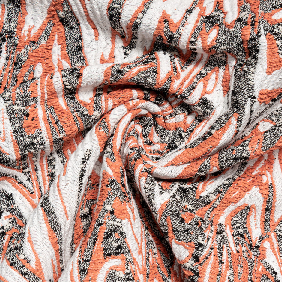 Apricot, Ivory & Grey Wool & Cotton Jacquard