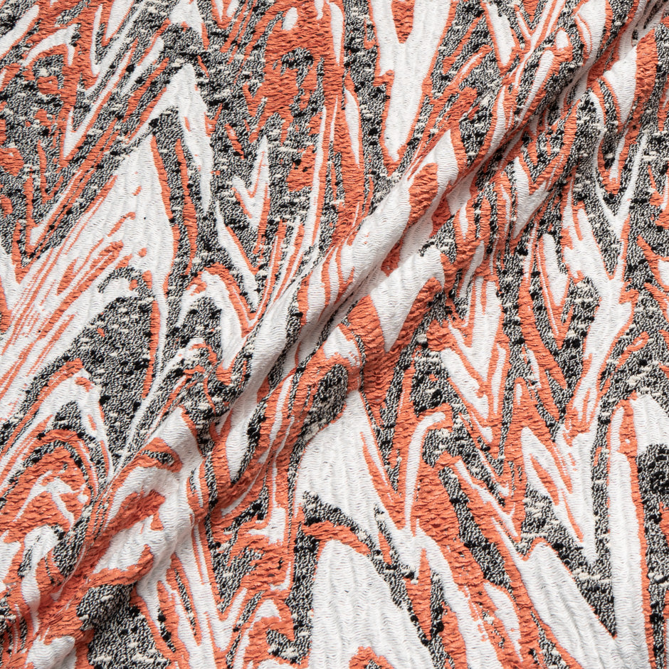 Apricot, Ivory & Grey Wool & Cotton Jacquard