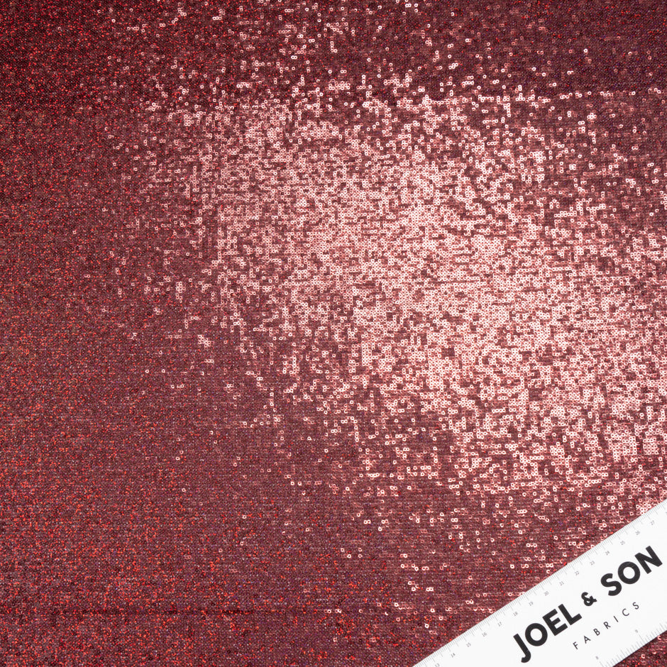 Dark Cherry Red Micro Sequinned Tulle