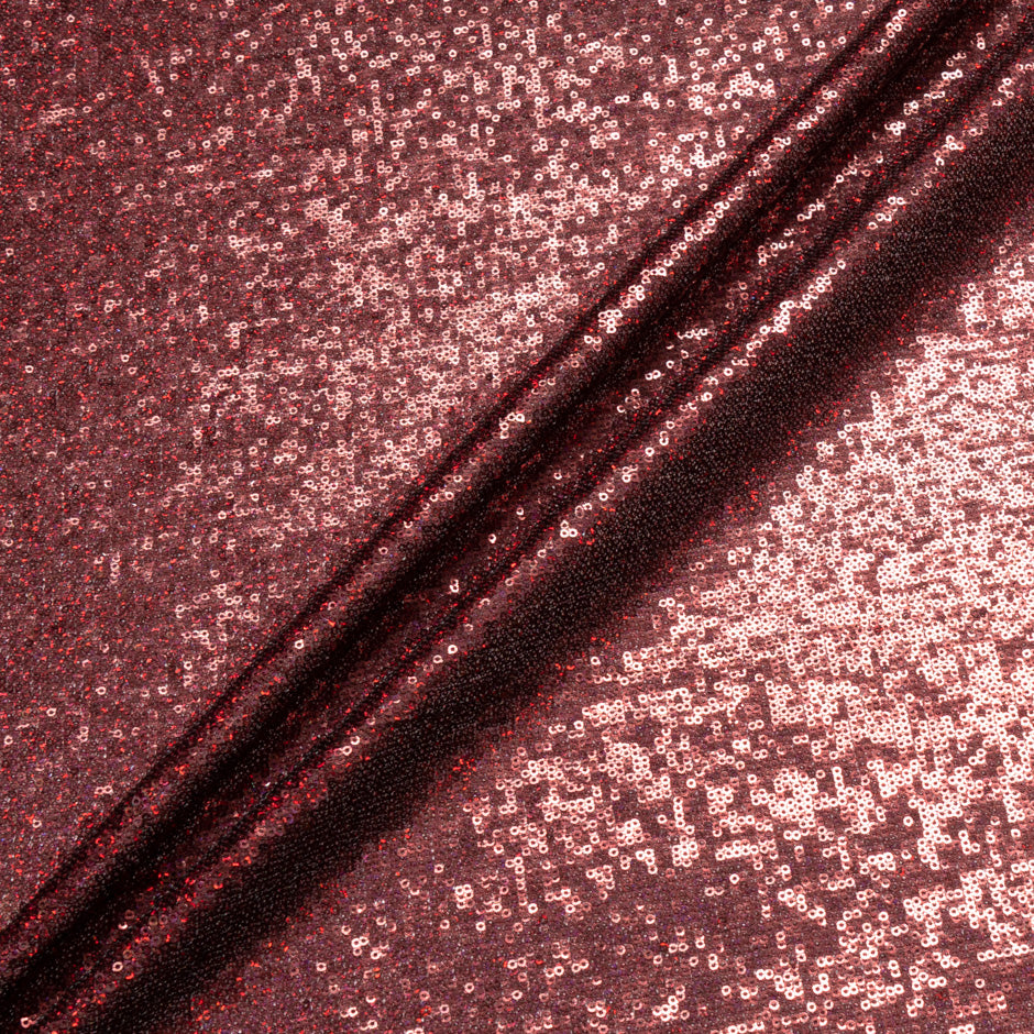 Dark Cherry Red Micro Sequinned Tulle