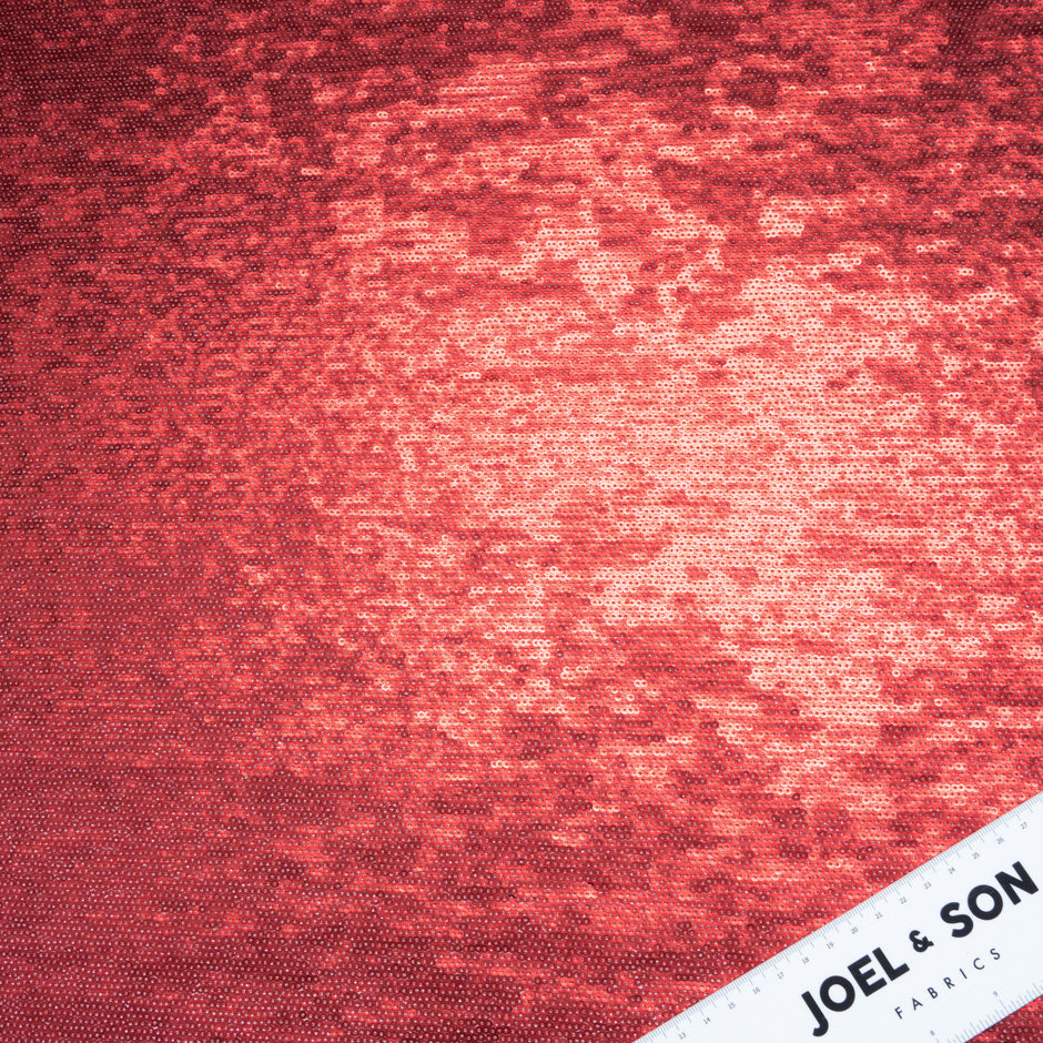 Red Allover Sequinned Stretch Tulle